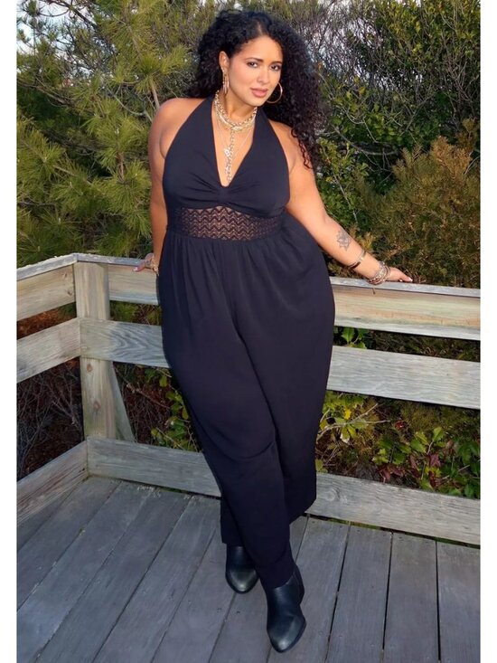 torrid Pants - NWT Torrid 2 Festi Black Halter Jumpsuit with Lace Detail 2X 18 20